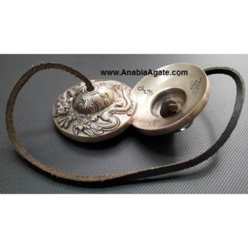 Tibetan Dragon Embossed Tingshas - 2.5 Inches | Authentic Meditation Bells