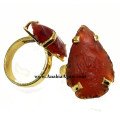 Red Carnelian Arrowhead Finger Ring - Handcrafted Gemstone Jewelry
