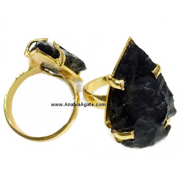 Black Obsidian Arrowhead Finger Ring