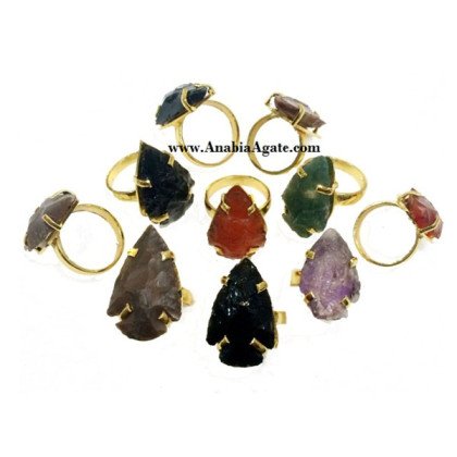 Mix Gemstone Arrowhead Finger Rings - Unique Handcrafted Jewelry