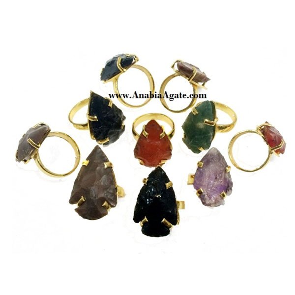 Mix Gemstone Arrowhead Finger Rings - Unique Handcrafted Jewelry