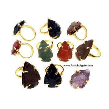Mix Gemstone Arrowhead Finger Rings - Unique Handcrafted Jewelry