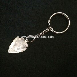 Crystal Quartz 1 Inch Arrowhead Keyrings | Bulk Gemstone Keychains