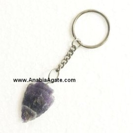 Wholesale Amethyst 1-Inch Arrowhead Keyrings | High-Quality Natural Crystal Keychains