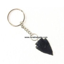 Black Obsidian 1 Inch Arrowhead Keyrings