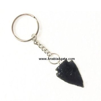 Black Obsidian 1 Inch Arrowhead Keyrings