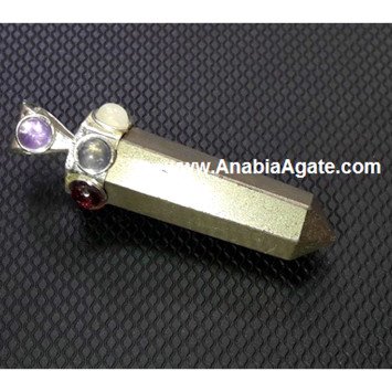 Pyrite Chakra Pencil Pendant - Natural Crystal Healing Jewelry