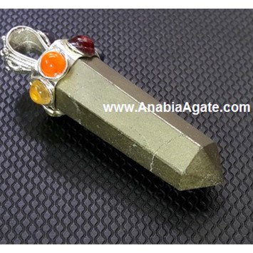 Pyrite Chakra Pencil Pendant - Natural Crystal Healing Jewelry