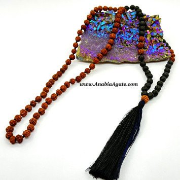 Rudraksha & Lava Beads Japa Mala - Elevate Your Meditation Practice