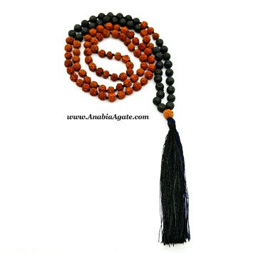 Rudraksha & Lava Beads Japa Mala - Elevate Your Meditation Practice