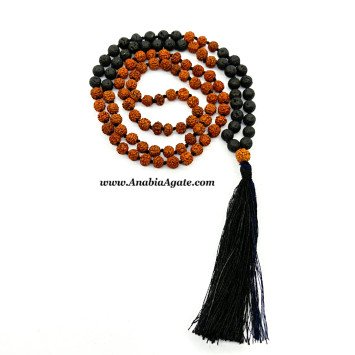 Rudraksha & Lava Beads Japa Mala - Elevate Your Meditation Practice