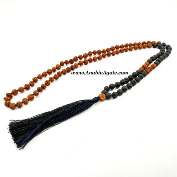 Rudraksha & Lava Beads Japa Mala - Elevate Your Meditation Practice