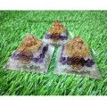 Rose Quartz, Amethyst, Crystal Quartz Layered Orgone Pyramid
