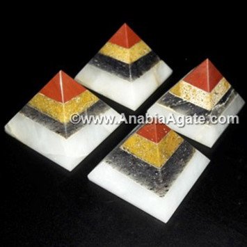 Red Jasper, Golden Quartz, Grey Agate & White Quartz Bonded Baby Pyramid