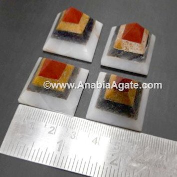 Red Jasper, Golden Quartz, Grey Agate & White Quartz Bonded Baby Pyramid