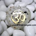 Rainbow Moonstone Orgone Heart Pendant with Metal OM | Healing Crystal Necklace