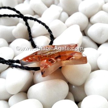 Red Carnelian Star Shape Orgone Pendant - Positive Energy Crystal Necklace