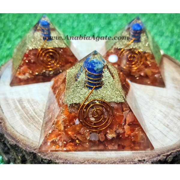 Red Carnelian with Sodalite Point Orgone Pyramid - Crystal Healing