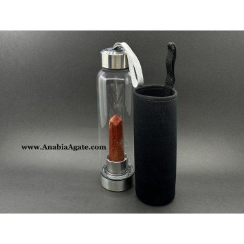 Red Jasper Obelisk Infused Water Bottle | Crystal-Infused Wellness