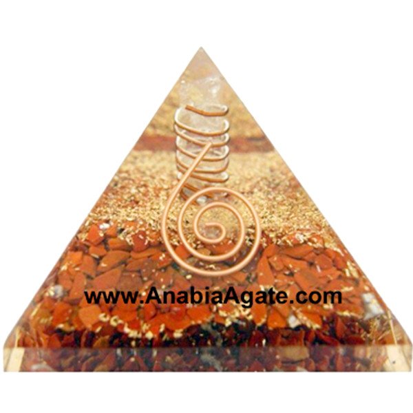Red Jasper Orgone Pyramid with Crystal Point - Healing Energy & Balance
