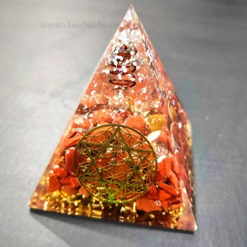 Red Jasper Orgone Pyramid with Star of David Charm