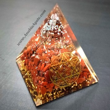 Red Jasper Orgone Pyramid with Star of David Charm