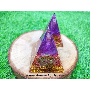 Red Jasper Orgone Pyramid With David Star & Flower Of life Symbol