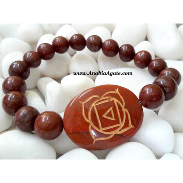 Red Jasper Muladhara Chakra Engraved Bracelet - Heal and Balance