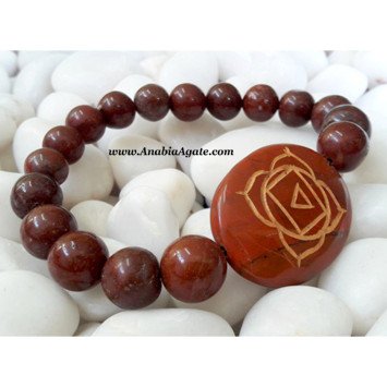 Red Jasper Muladhara Chakra Engraved Bracelet - Heal and Balance