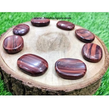 Red Tiger Eye Worry Stones - Natural Healing Crystal for Anxiety Relief