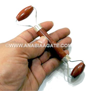 Red Jasper Face Massage Roller - Natural Crystal Healing Beauty Tool