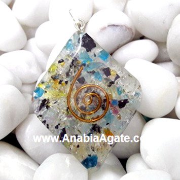 Rhombus Orgone Pendant - EMF Protection Crystal Jewelry