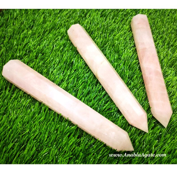 Rose Quartz Big Size Facet Wands for Healing and Energy Work