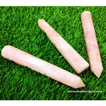 Rose Quartz Big Size Facet Wands for Healing and Energy Work