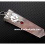 Rose Quartz Flat Stick Pendant with Garnet | Handcrafted Gemstone Necklace