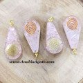Rose Quartz Flower of Life Pendant - Copper Coil Drop Shape Jewelry