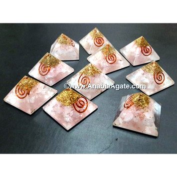 Rose Quartz Orgone Baby Pyramids With Copper Coil | Energy Healing Crystal Pyramids