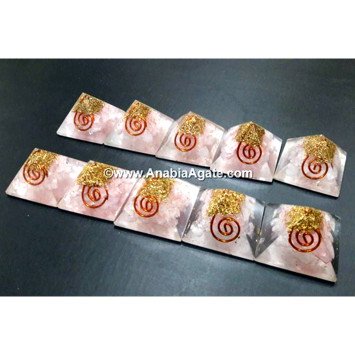 Rose Quartz Orgone Baby Pyramids With Copper Coil | Energy Healing Crystal Pyramids