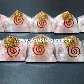 Rose Quartz Orgone Baby Pyramids With Copper Coil | Energy Healing Crystal Pyramids