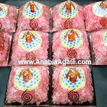Rose Quartz Orgone Flower Of Life Pyramid