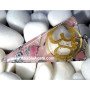 Rose Quartz Orgone Triangle Pendant with Metal OM - Crystal Healing Energy Jewelry