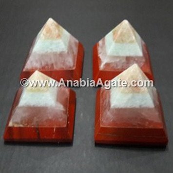 Sunstone, Snow Quartz, Crystal Quartz & Red Jasper Bonded Baby Pyramid