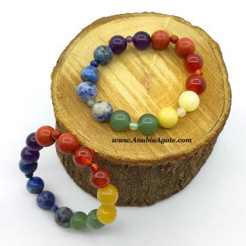 7 Chakra Elastic Bracelet 2X1 Beads - Balance Your Chakras with Handcrafted Jewelry