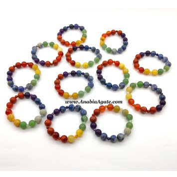 7 Chakra Elastic Bracelet 2X1 Beads - Balance Your Chakras with Handcrafted Jewelry