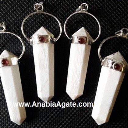 Scolecite Double Point Pencil Pendants - Unique Crystal Jewelry