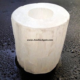 Selenite Candle Holder - Cylindrical Design
