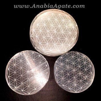 Selenite Flower of Life Engraved Charging Plate - Energize Your Space