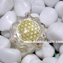 Selenite Orgone Pendant with Flower of Life | Healing Crystal Jewelry