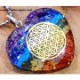 Seven Chakra Heart Shape Flower Of Life Orgone Pendant with Chain