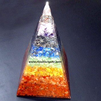 Seven Chakra Layer Orgone Long Pyramid - Enhance Your Spiritual Energy